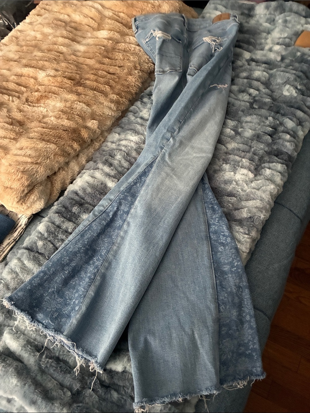 AE Light Wash Distressed Flare Jeans - Women - Picture 1 of 12